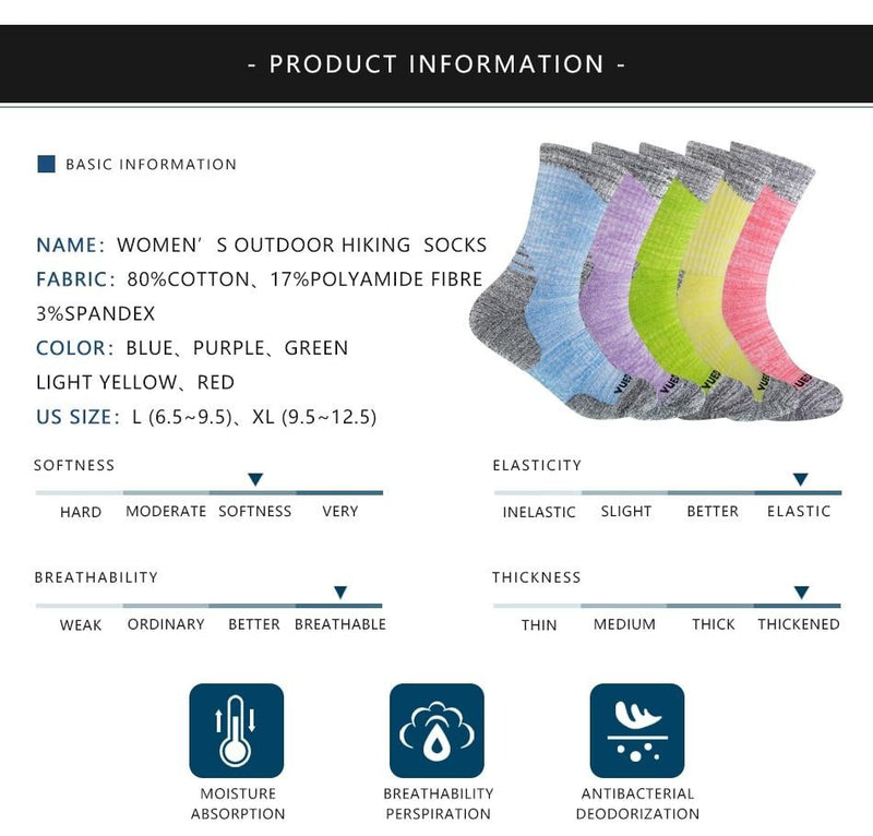 Women's Moisture-Wicking Cotton Socks